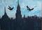 Art: New York Times original painting Crows Against Manhattan Silhouette - SOLD  by Artist Nancy Denommee   