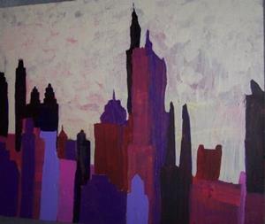 Detail Image for art Manhattan in Magenta - New York Times SOLD