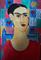Art: Frida in the Blue Chair SOLD by Artist Nancy Denommee   