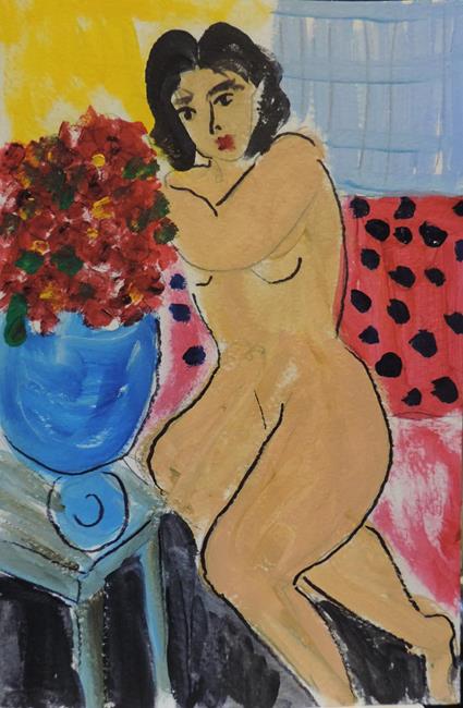 Art: nude with flowers by Artist Nancy Denommee   