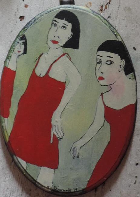 Art: three red dresses by Artist Nancy Denommee   