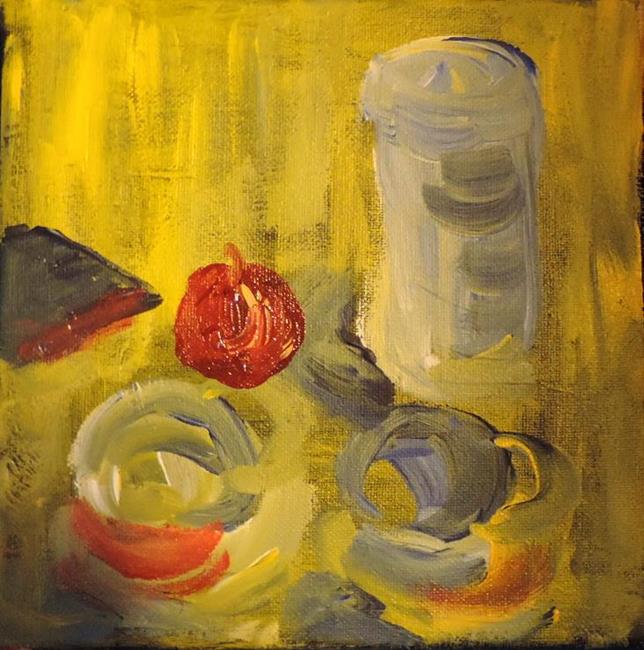 Art: still life with apple by Artist Nancy Denommee   