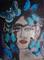 Art: Frida with Blue Butterflies SOLD by Artist Nancy Denommee   