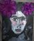 Art: Frida with Purple Flowers SOLD by Artist Nancy Denommee   