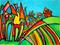 Art: Farm in Field of Flowers by Artist Chris Jeanguenat