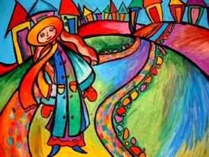 Detail Image for art Walking to School on an Autumn Day