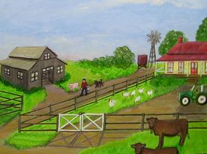 Detail Image for art Farm Life - One Man and His Dog (Sold)