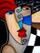 Art: Cubist 127 3040 Original Cubist Art Poker Face by Artist Thomas C. Fedro