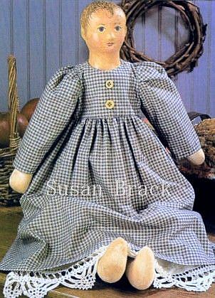 Art: RACHEL Primitive Folk Art Doll by Artist Susan Brack