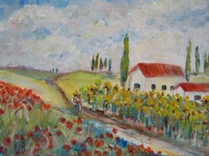 Detail Image for art Poppies and Sunflowers-SOLD