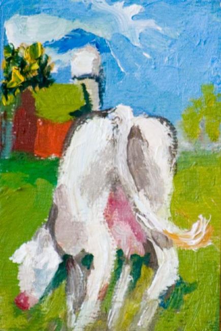 Art: Farm Cow Aceo by Artist Delilah Smith