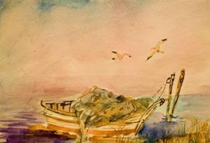 Detail Image for art Old Fishing Boat-sold
