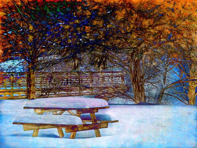 Art: Winter Picnic by Artist Carolyn Schiffhouer
