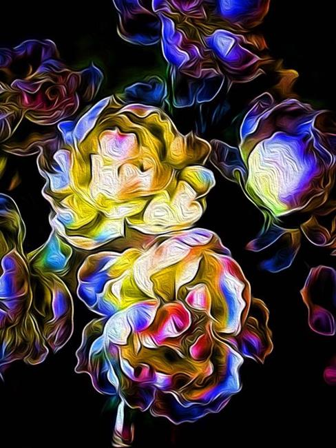 Art: White Rose in Neon by Artist Carolyn Schiffhouer