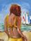 Art: Beach Diva No 7 with Sailboats by Artist Delilah Smith