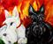 Art: Black and White by the Fire by Artist Laurie Justus Pace