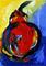 Art: Bright Red Pear by Artist Laurie Justus Pace