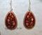 Art: Red with Cream Flowers Teardrop Dangle Earrings by Artist So Jeo LeBlond