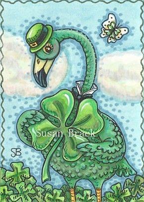 Art: ALL THINGS IRISH Green Flamingo by Artist Susan Brack