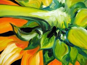 Detail Image for art SINGLE STEM SUNFLOWER ON BLACK