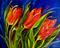 Art: TRIO of RED TULIPS by Artist Marcia Baldwin