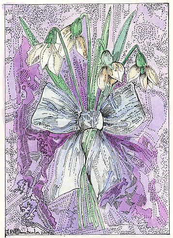 Art: Bouquet of Snowdrops by Artist Theodora Demetriades 
