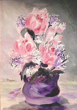 Art: ROSES ON LAVENDAR by Artist Gail Meyer