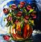 Art: Crimson Roses in a Bowl by Artist Laurie Justus Pace