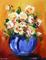 Art: Blue Vase with White Roses by Artist Laurie Justus Pace
