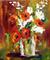 Art: Vase of Fall Red Poppies by Artist Laurie Justus Pace