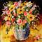 Art: Round Blue Vase of Flowers by Artist Laurie Justus Pace
