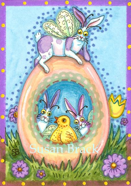 Art: FLUTTERBUN EASTER GREETINGS by Artist Susan Brack