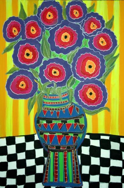 Art: ROSES IN A  VASE-sold by Artist LUIZA VIZOLI