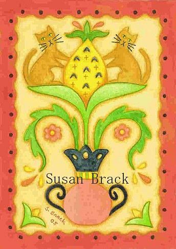 Art: FRAKTUR CATS AND PINEAPPLE by Artist Susan Brack