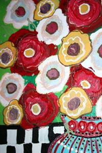 Detail Image for art RED WHITE YELLOW BOUQUET-sold