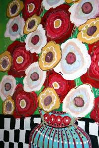 Detail Image for art RED WHITE YELLOW BOUQUET-sold