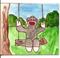 Art: Sock Monkey Swings magnet by Artist Nancy Denommee   