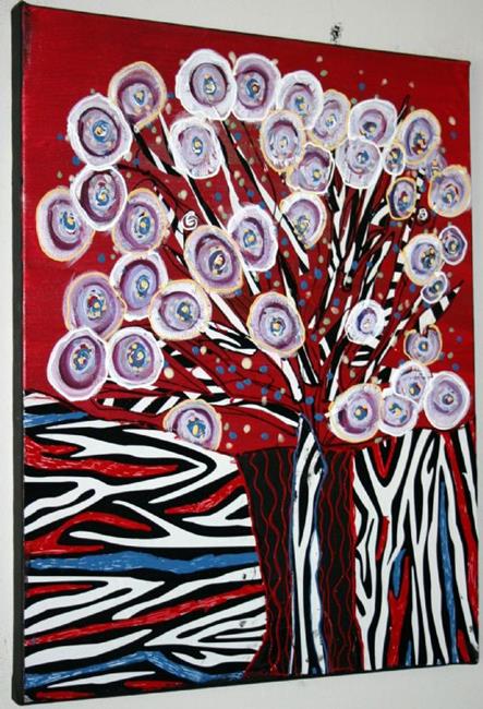 Art: BEAUTIFUL ABSTRACT  ROSES IN A WAVY VASE-sold by Artist LUIZA VIZOLI