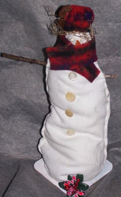Art: Snowman with Pinecones by Artist Nancy Denommee   