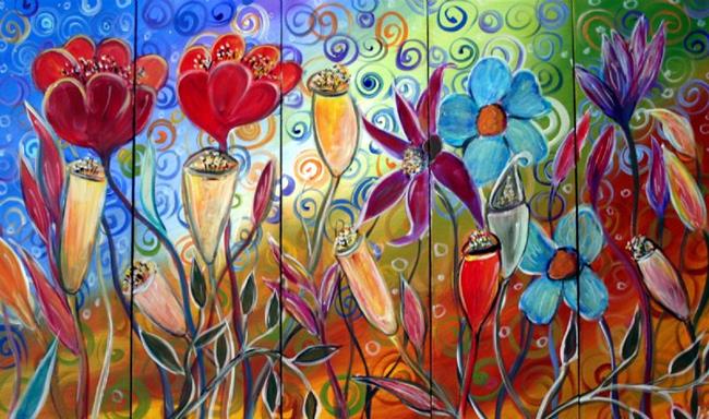 Art: MULTI COLORED FLOWERS  by Artist LUIZA VIZOLI