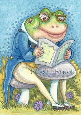 Art: READING THE BULLFROG GAZETTE by Artist Susan Brack