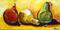 Art: red, green and yellow pears by Artist Laurie Justus Pace