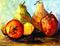 Art: Four Pear and Two Lemons by Artist Laurie Justus Pace