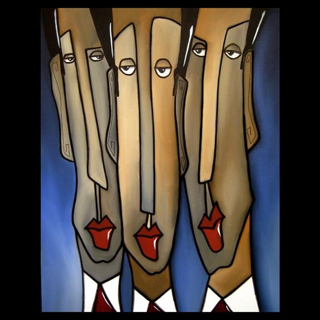 Art: Faces1154 2228 Original Abstract Art Painting Whos The Boss by Artist Thomas C. Fedro