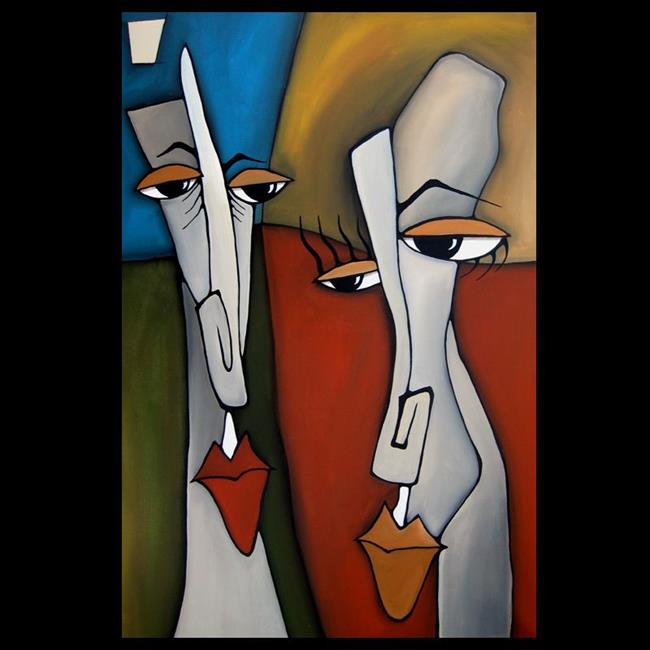 Art: Faces1183 2436 Original Abstract Art Painting The Odd Couple by Artist Thomas C. Fedro