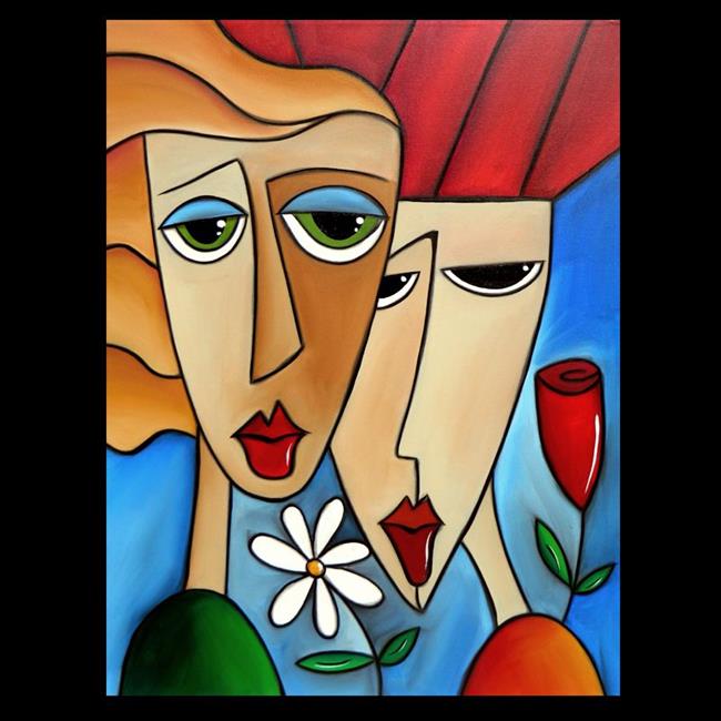 Art: Faces1194 2228 Original Abstract Art Painting While Were Young by Artist Thomas C. Fedro