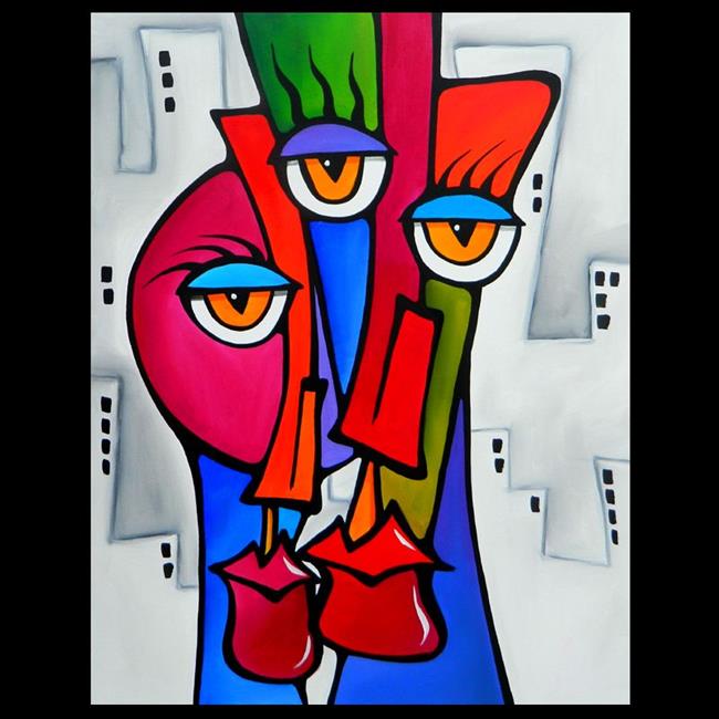 Art: Faces1200 2228 Original Abstract Art Painting Shared by Artist Thomas C. Fedro