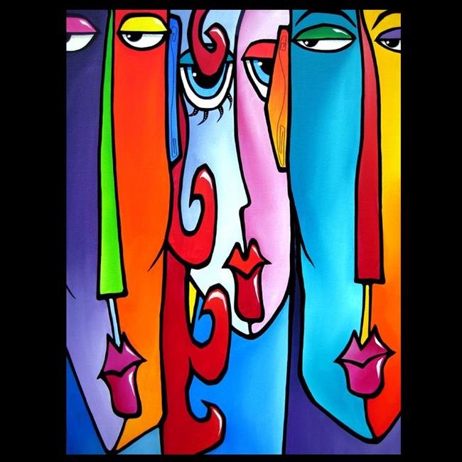 Art: Faces1203 3040 G Original Abstract Art Painting Adams and Eve by Artist Thomas C. Fedro