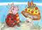Art: Lil' Pig Lady Bug & the Mushroom Man - SOLD by Artist Kim Loberg