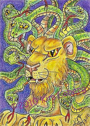 Art: Medusa the Lion - SOLD by Artist Kim Loberg